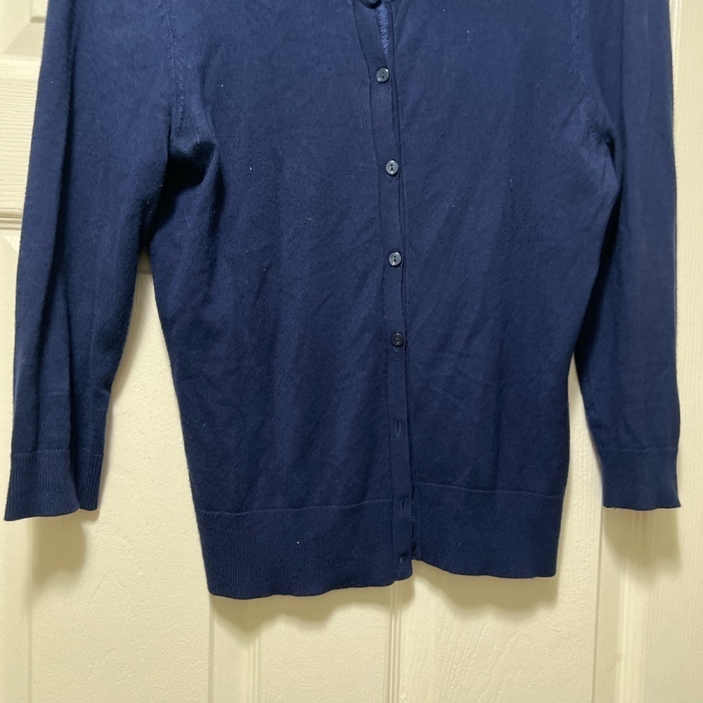Halogen Navy Button Down Sweater - Picture 4 of 7